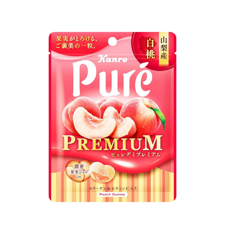 Gomas Kanro Pure Gummy Premium Peach Pessêgo 54g