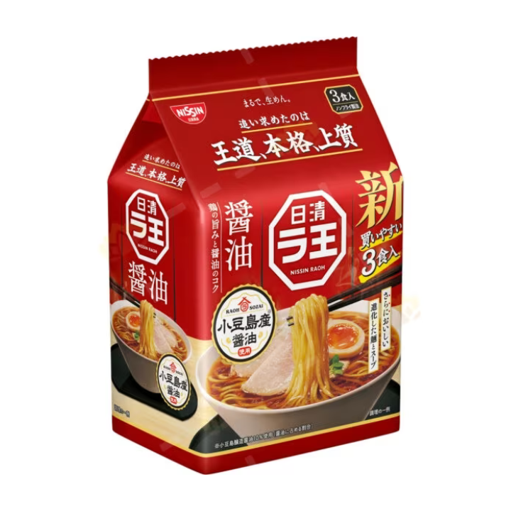 Massa Instantânea Japonesa Nissin RAOH Sabor Molho de Soja 101g (1 porção)