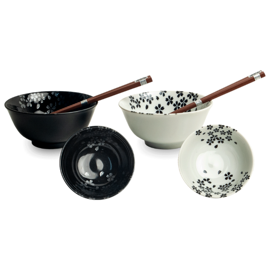 Dinner set Black and white blossom Ø15 cm | H7 cm