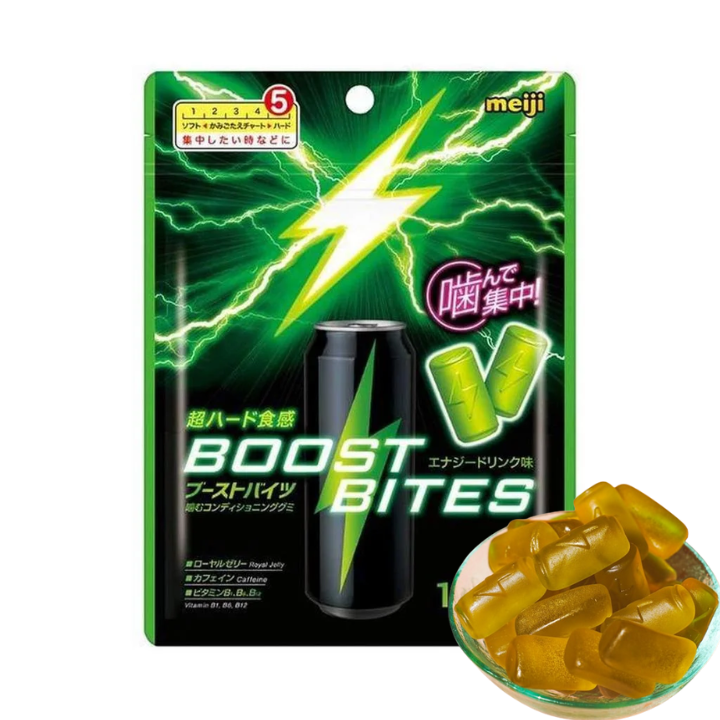 Gomas Meiji Boost Concentration Bites Hard Gummy 100g