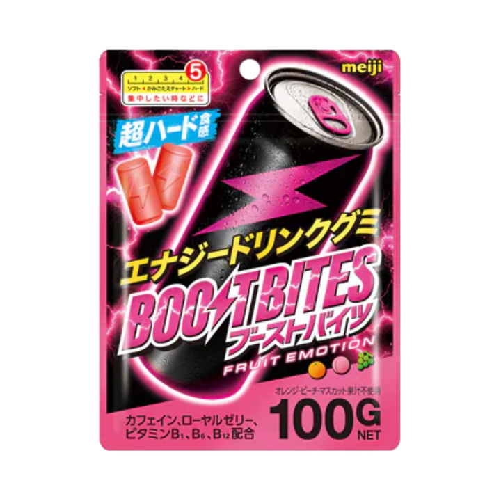 Gomas Meiji Boost Bites Hard Gummy Sabor Fruta 100g