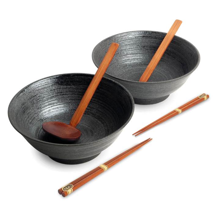 Ramen bowl set Uzu black Ø22 cm | H9 cm - 2 pars