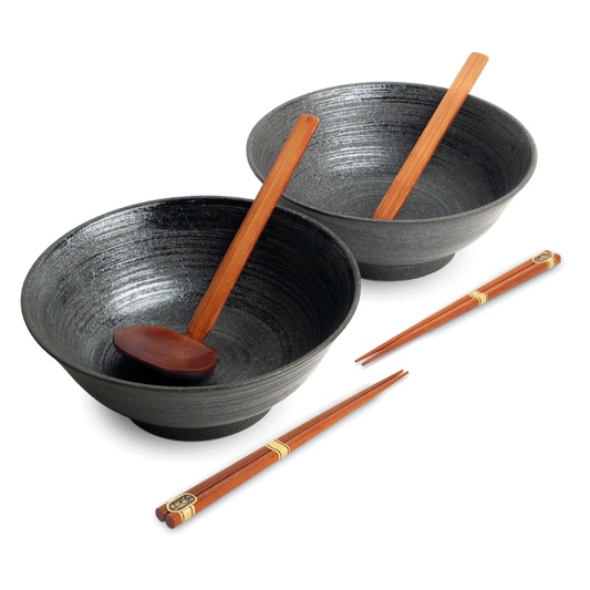 Ramen bowl set Uzu black Ø22 cm | H9 cm - 2 pars