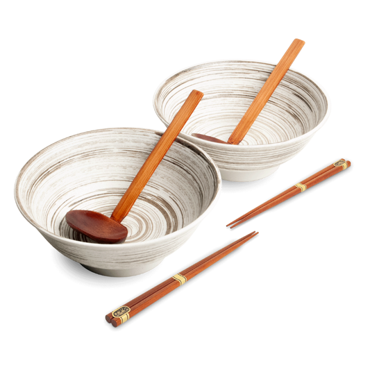 Ramen bowl set Uzu white Ø22 cm | H9 cm - 2 pars