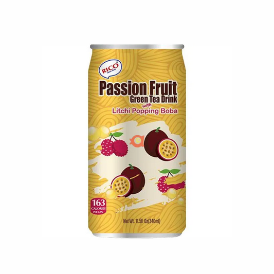 Green Tea Drink Passion Fruit & Boba 340ml